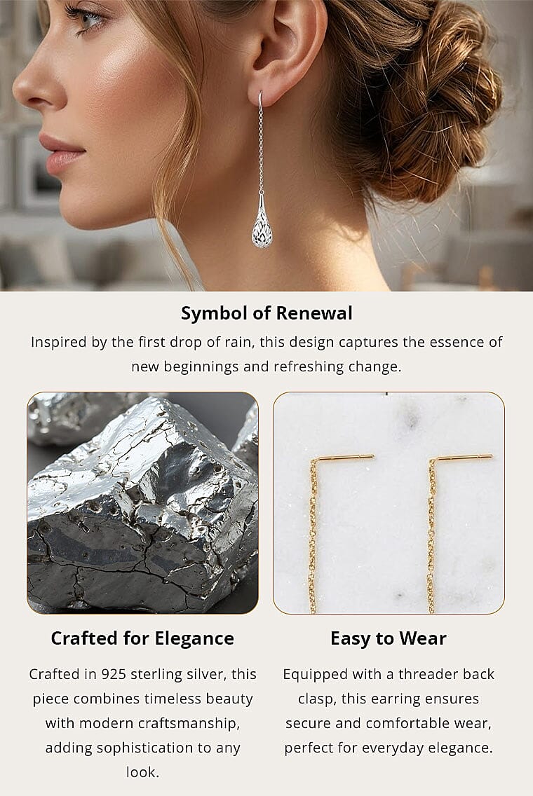 Sterling Silver Long Dangle Drop Chain Earrings 2.20 Grams Banner