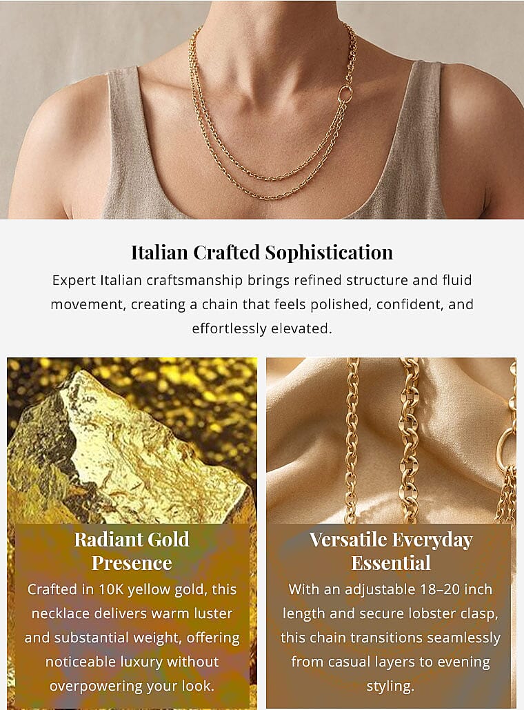 Italian Link Chain Necklace in 10K Yellow Gold 9.40 Grams 18-20 Inches Banner