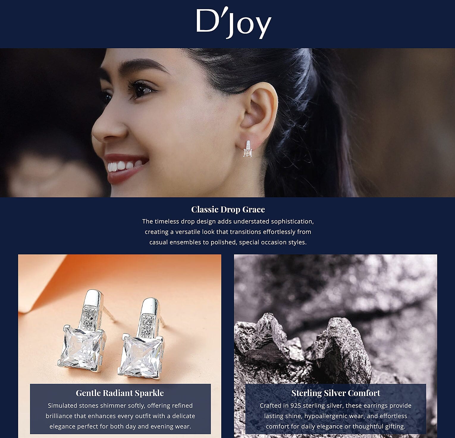 D'Joy Simulated Champagne Diamond 3.80 ctw Earrings in Sterling Silver Banner