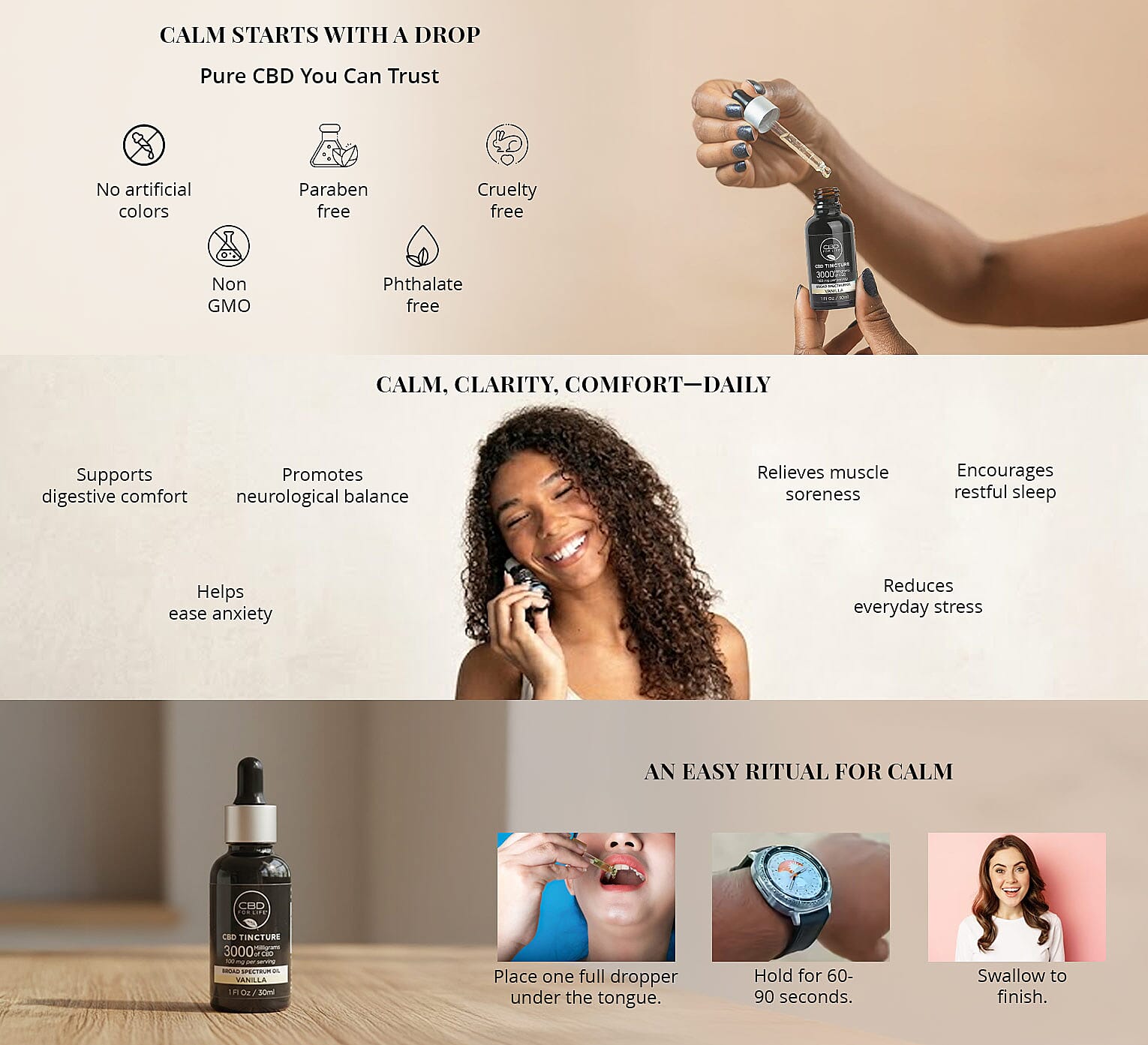 CBD For Life 3000mg Vanilla CBD Tincture (1oz) Banner