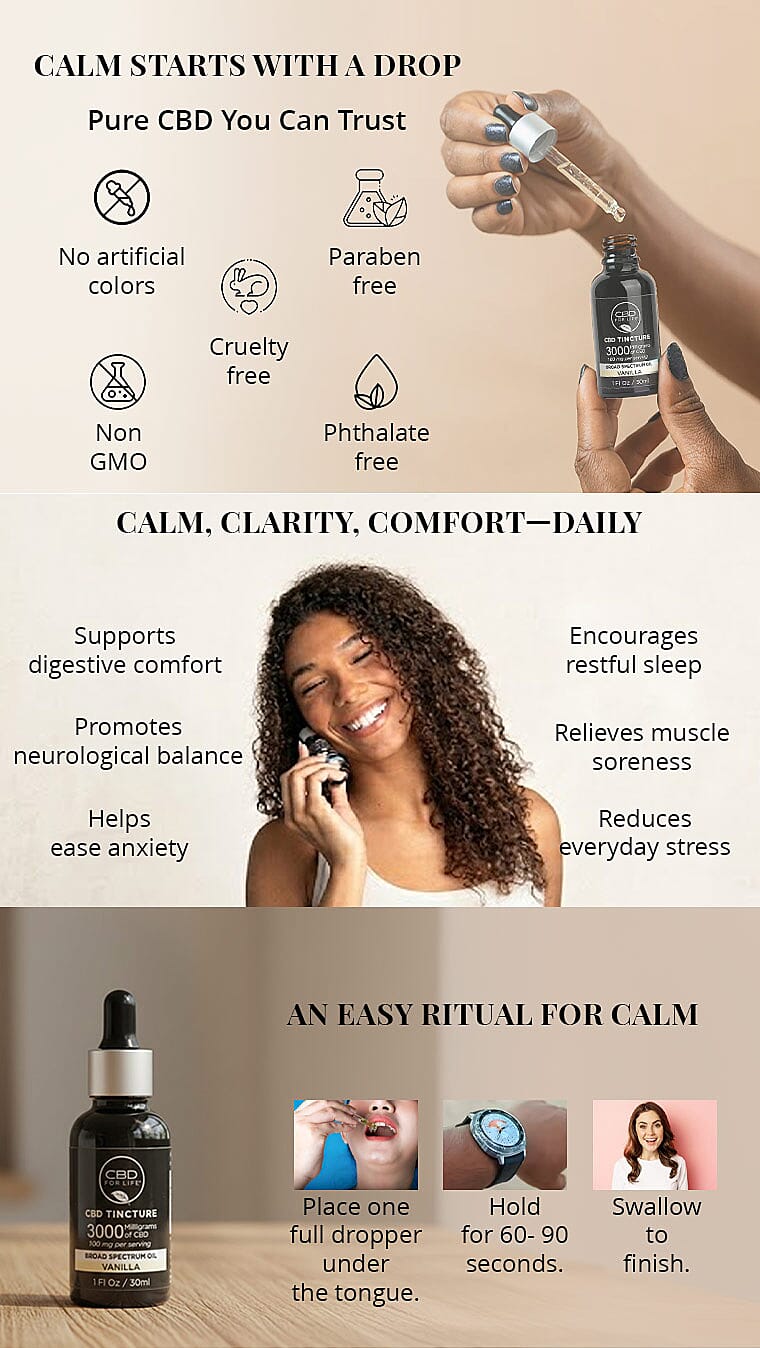 CBD For Life 3000mg Vanilla CBD Tincture (1oz) Banner