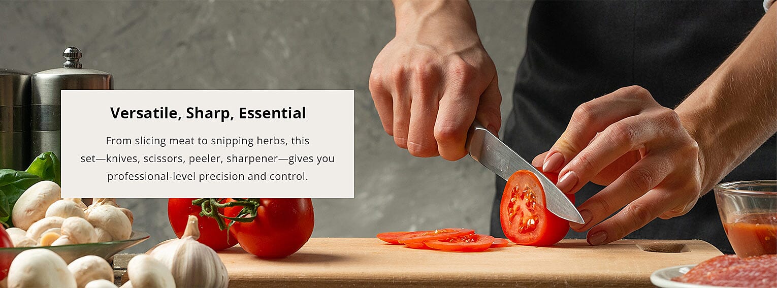 Versatile, Sharp, Essential Banner