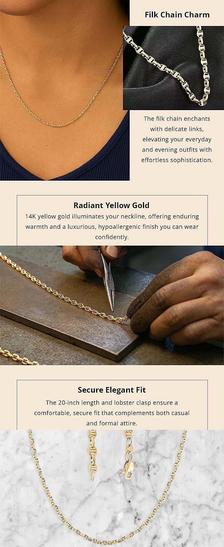 14K Yellow Gold 4mm Filk Chain Necklace 20 Inches 8.05 Grams Banner