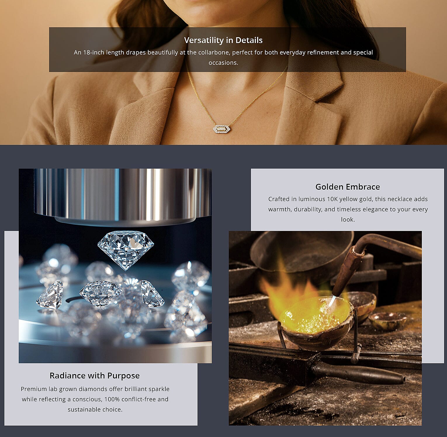 10K Yellow Gold Luxuriant Lab Grown Diamond SI Necklace 18 Inches 0.10 ctw Banner