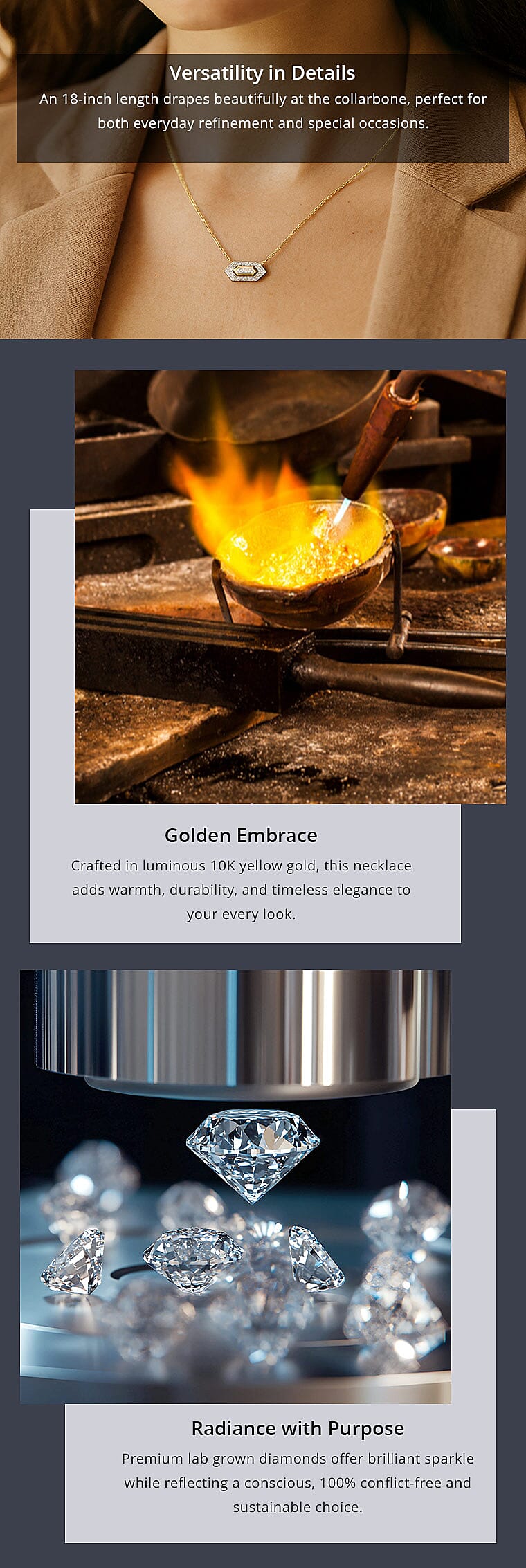 10K Yellow Gold Luxuriant Lab Grown Diamond SI Necklace 18 Inches 0.10 ctw Banner