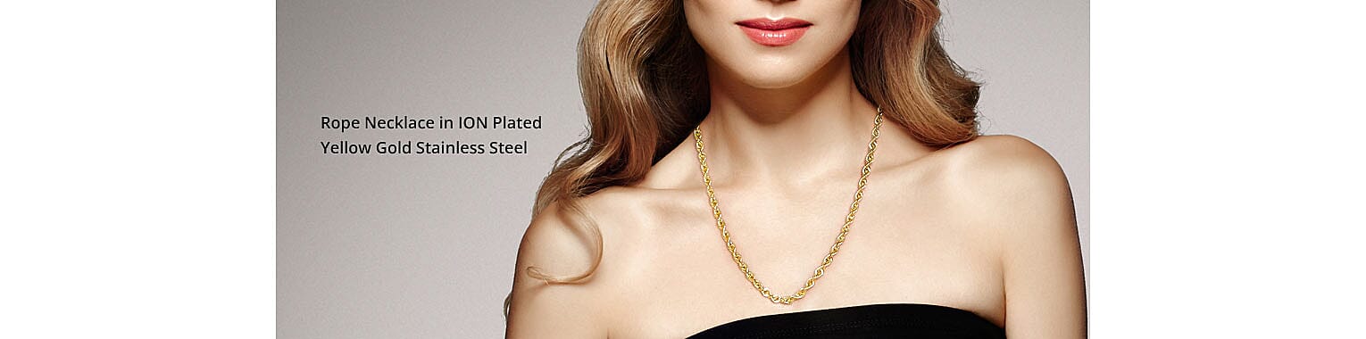 Rope Necklace in ION Plated Yellow Gold Stainless Steel Banner