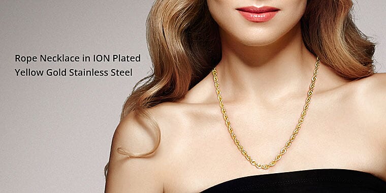 Rope Necklace in ION Plated Yellow Gold Stainless Steel Banner
