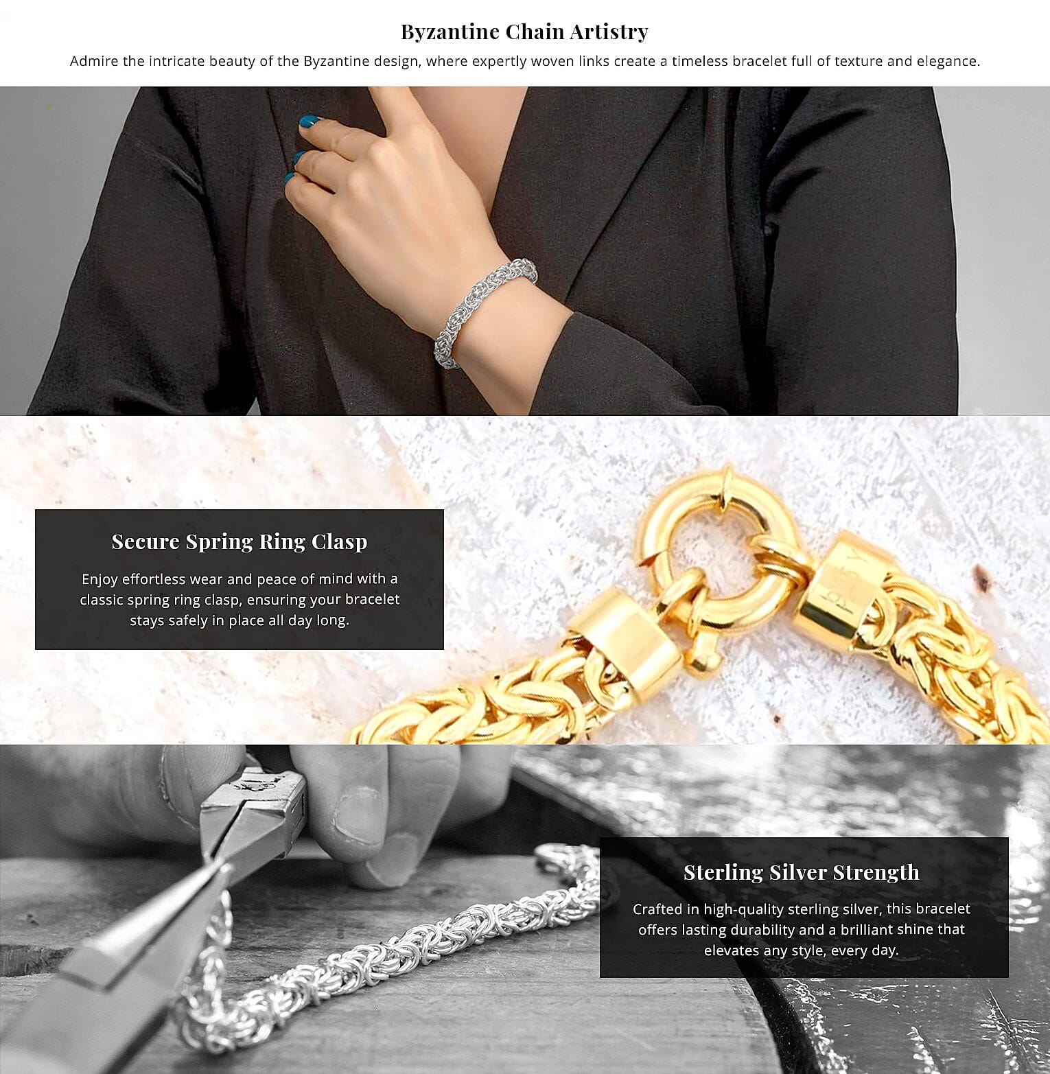 Byzantine Bracelet in 14K Yellow Gold Over Sterling Silver Banner