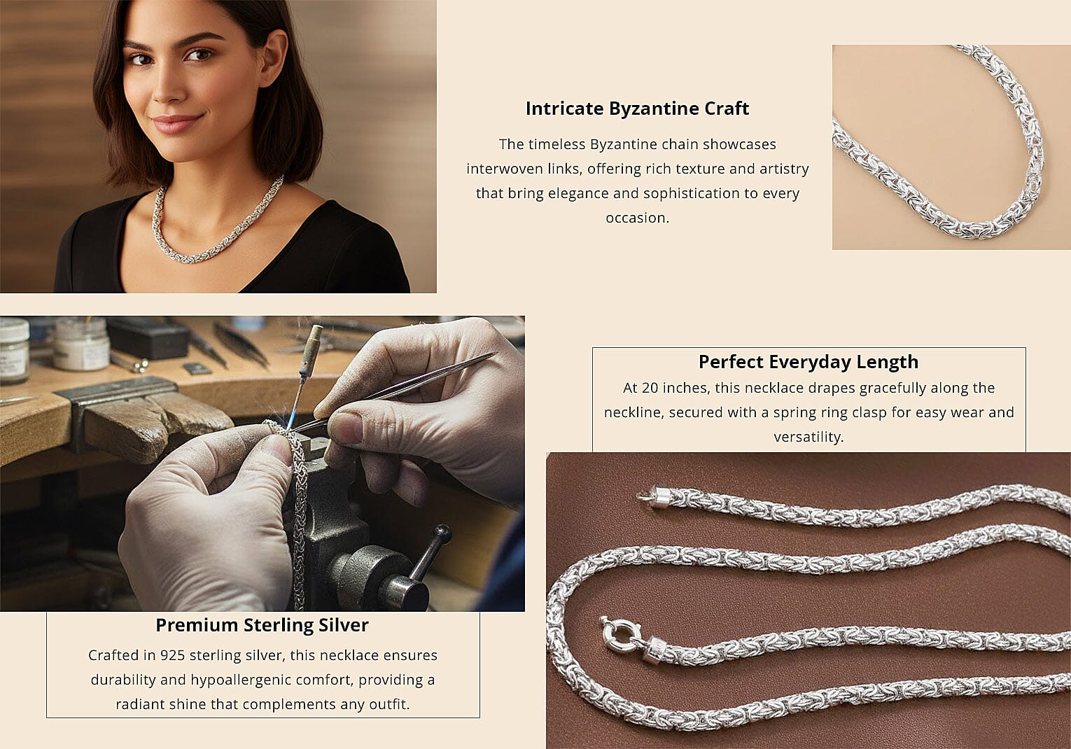 Byzantine Necklace in Sterling Silver 34.90 Grams Banner