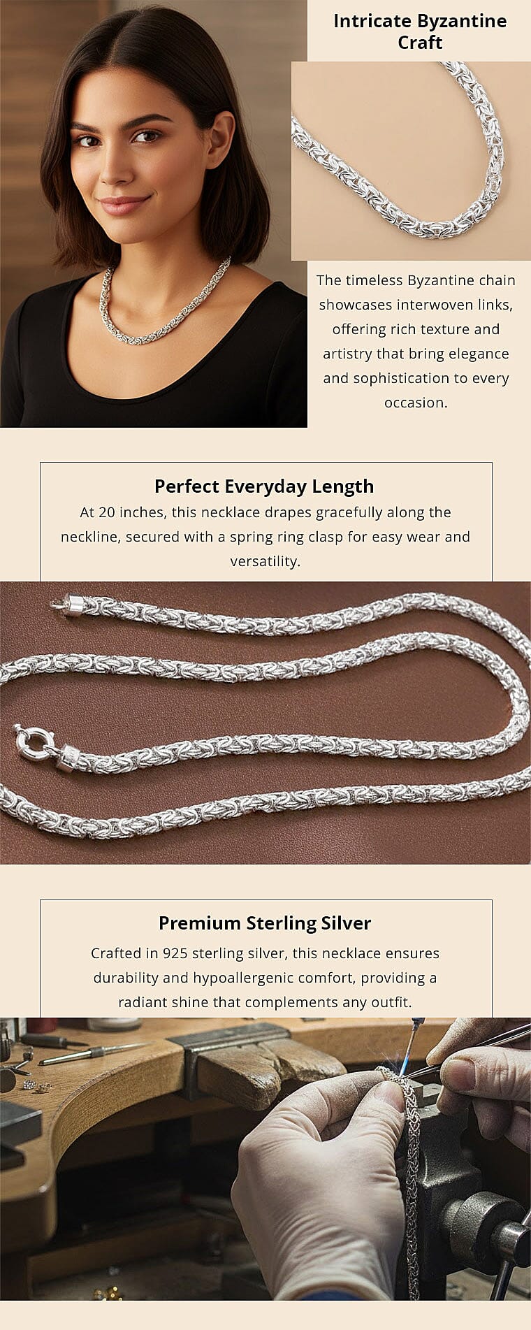 Byzantine Necklace in Sterling Silver 34.90 Grams Banner