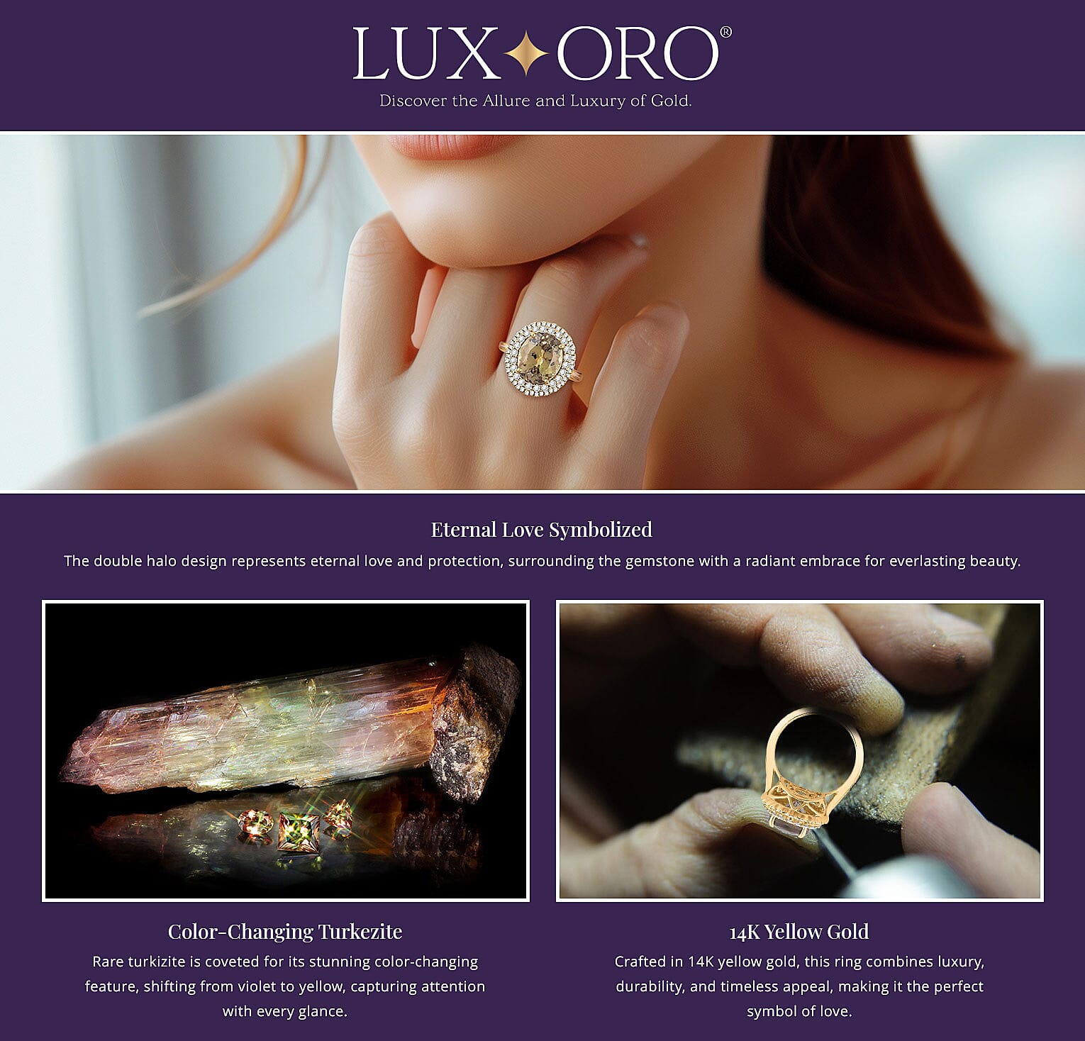 Certified & Appraised Luxoro AAA Turkizite and I2 Diamond 5.05 ctw Double Halo Ring Banner