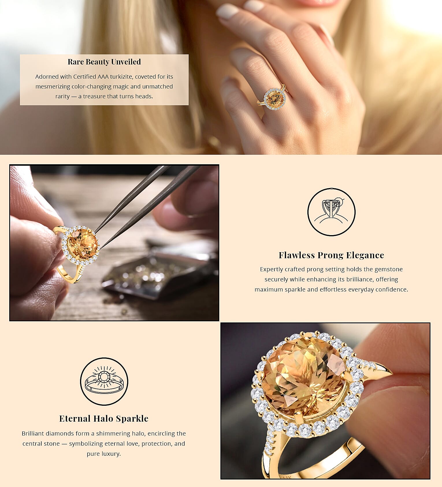 Certified & Appraised AAA Turkizite and I2 Diamond 5.25 ctw Halo Ring Banner