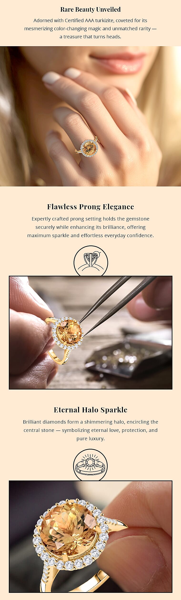 Certified & Appraised AAA Turkizite and I2 Diamond 5.25 ctw Halo Ring Banner