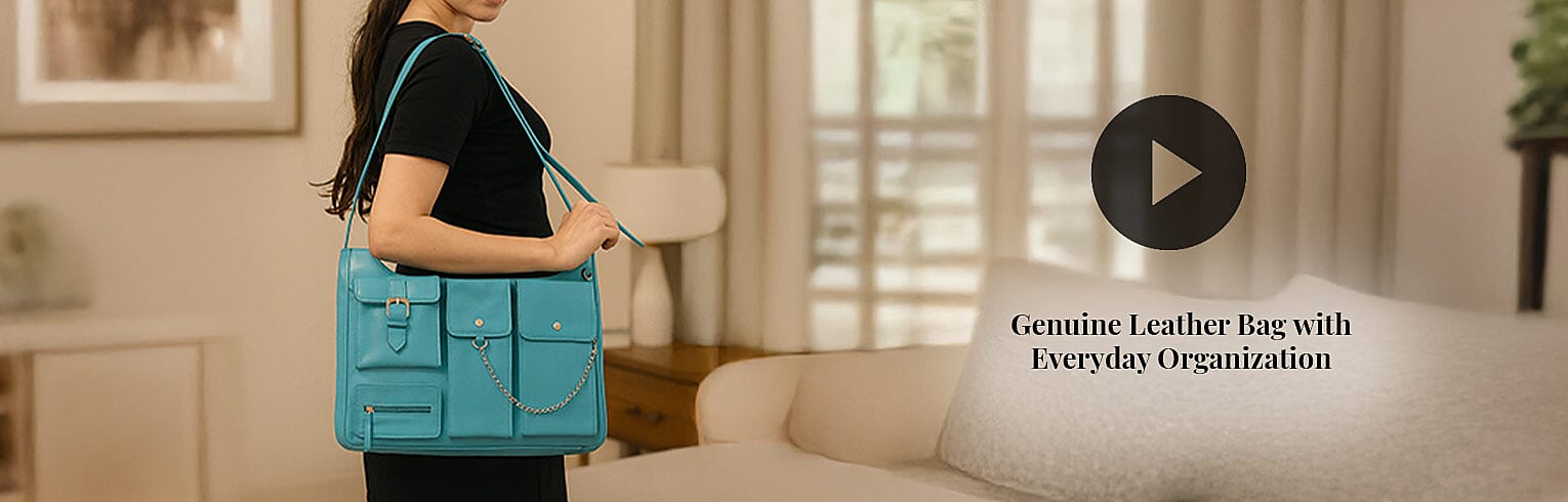 Genuine Leather Bag with Everyday Organization Banner