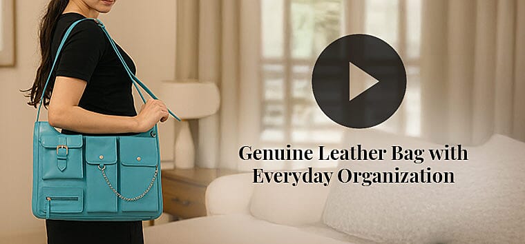 Genuine Leather Bag with Everyday Organization Banner