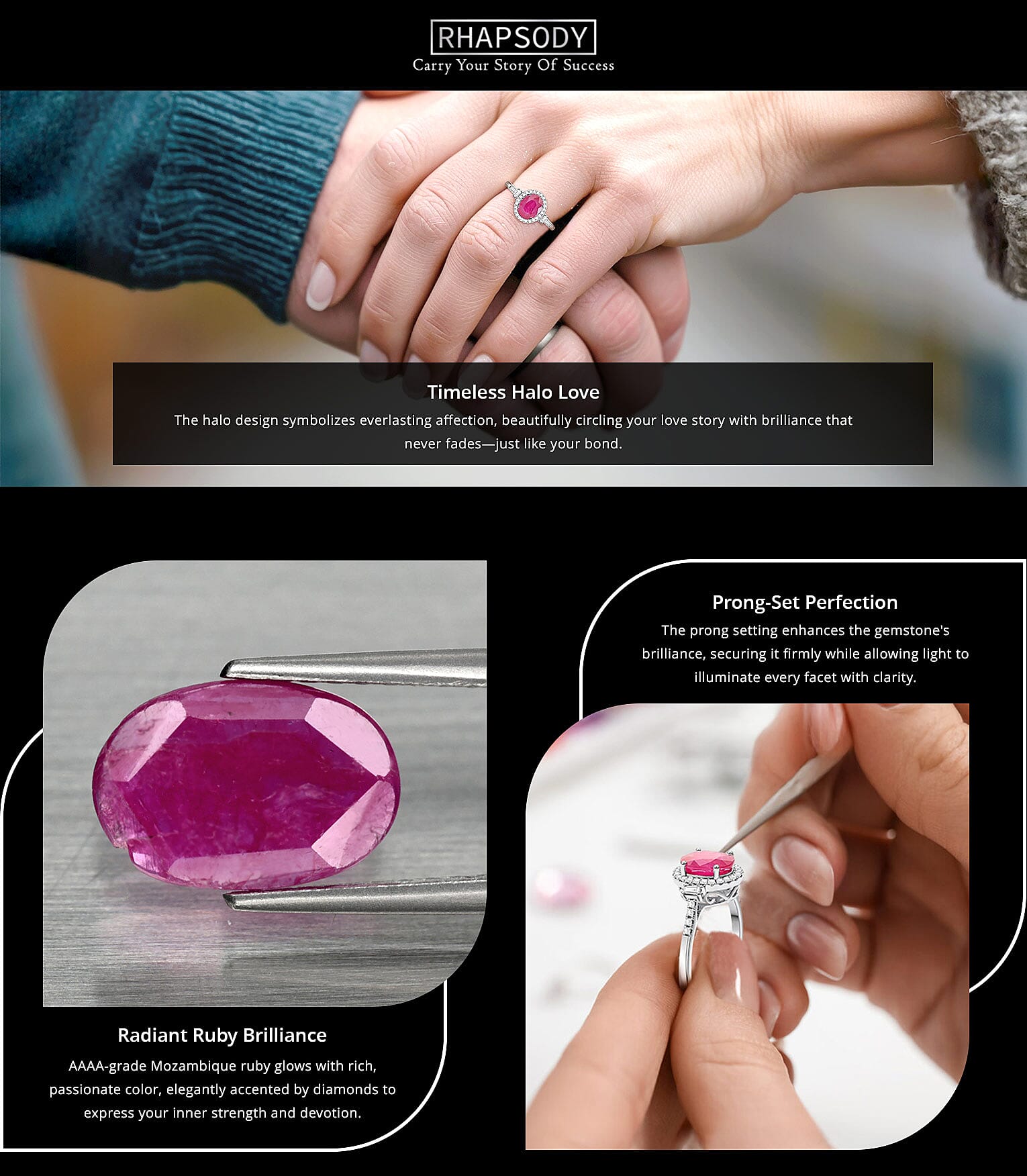 Certified & Appraised Rhapsody AAAA Mozambique Ruby and E-F VS Diamond 2.50 ctw Ring Banner