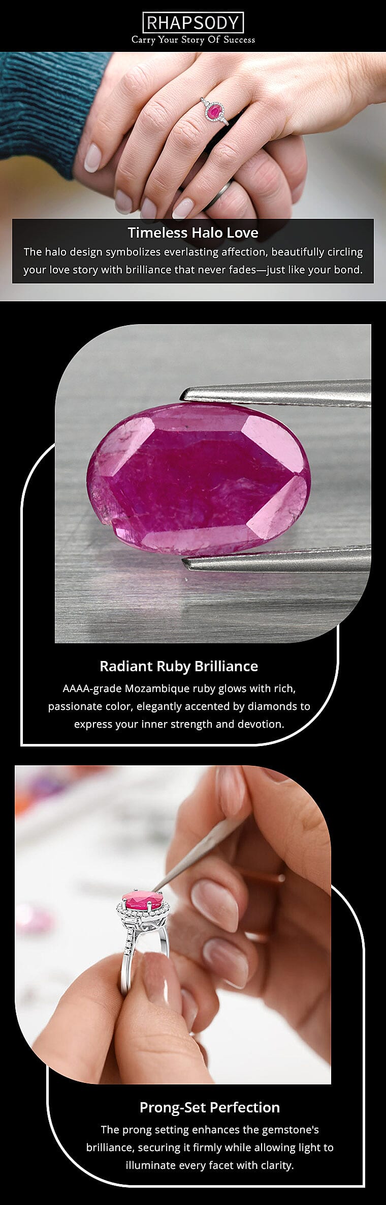 Certified & Appraised Rhapsody AAAA Mozambique Ruby and E-F VS Diamond 2.50 ctw Ring Banner