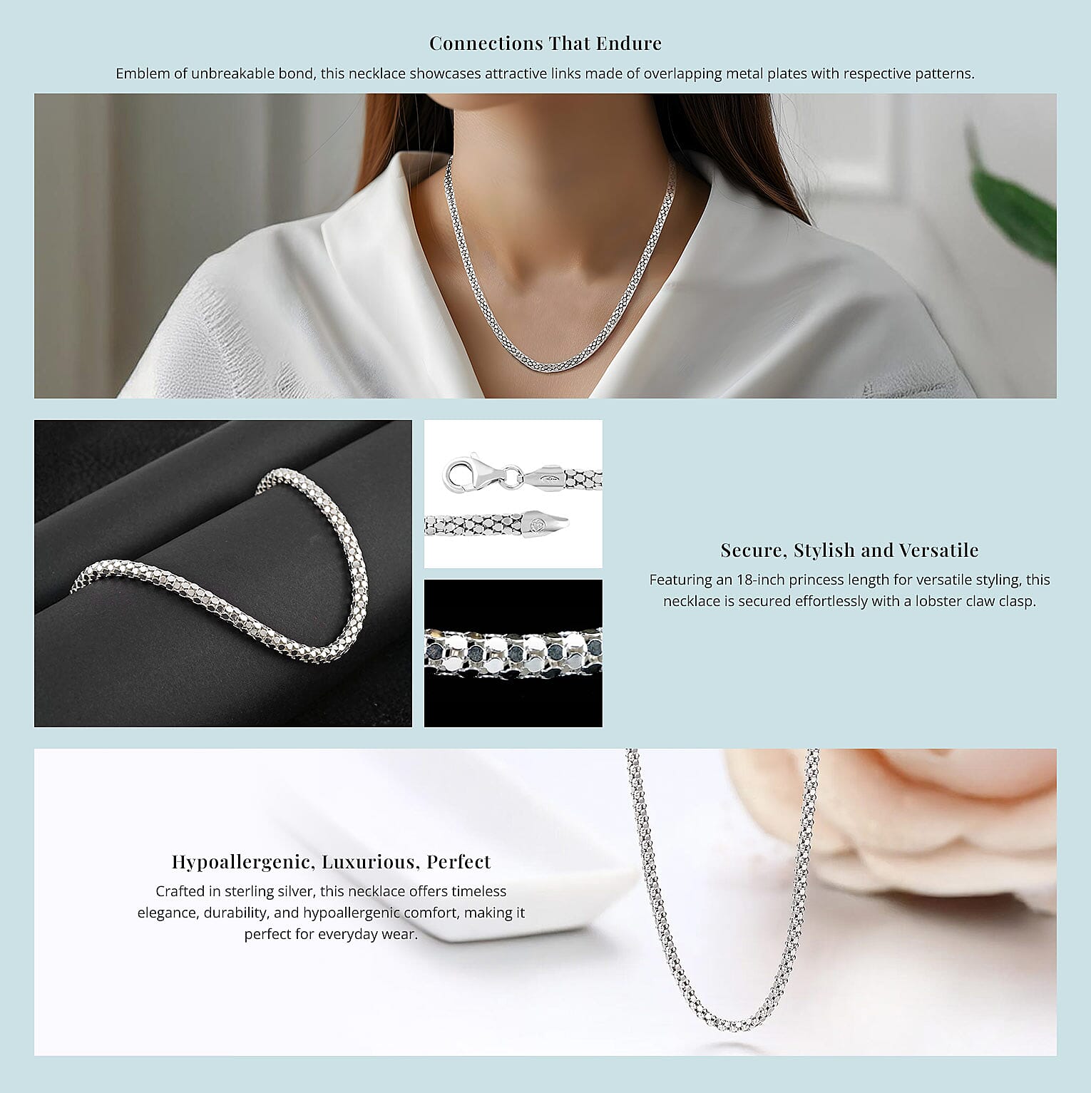 Italian Sterling Silver Coreana Fitta Chain Necklace Banner