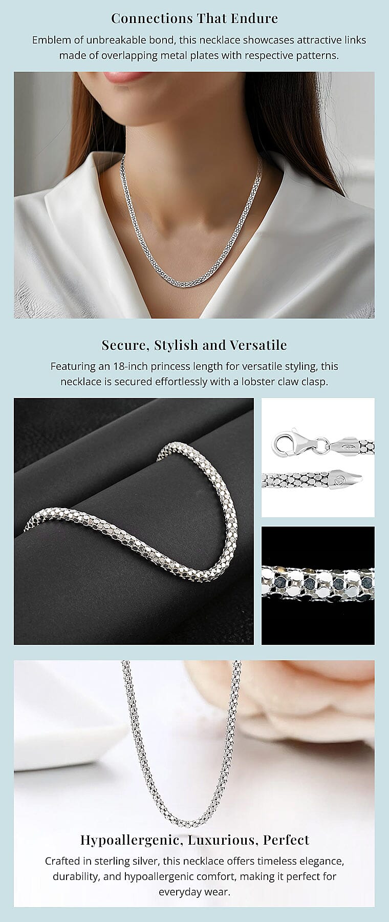 Italian Sterling Silver Coreana Fitta Chain Necklace Banner