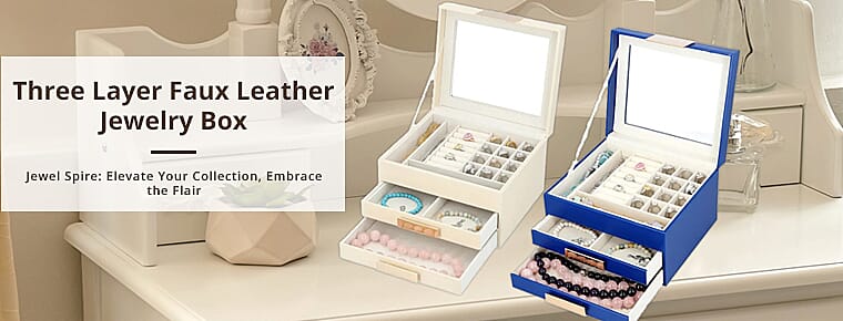 Three Layer Faux Leather Jewelry Box Banner