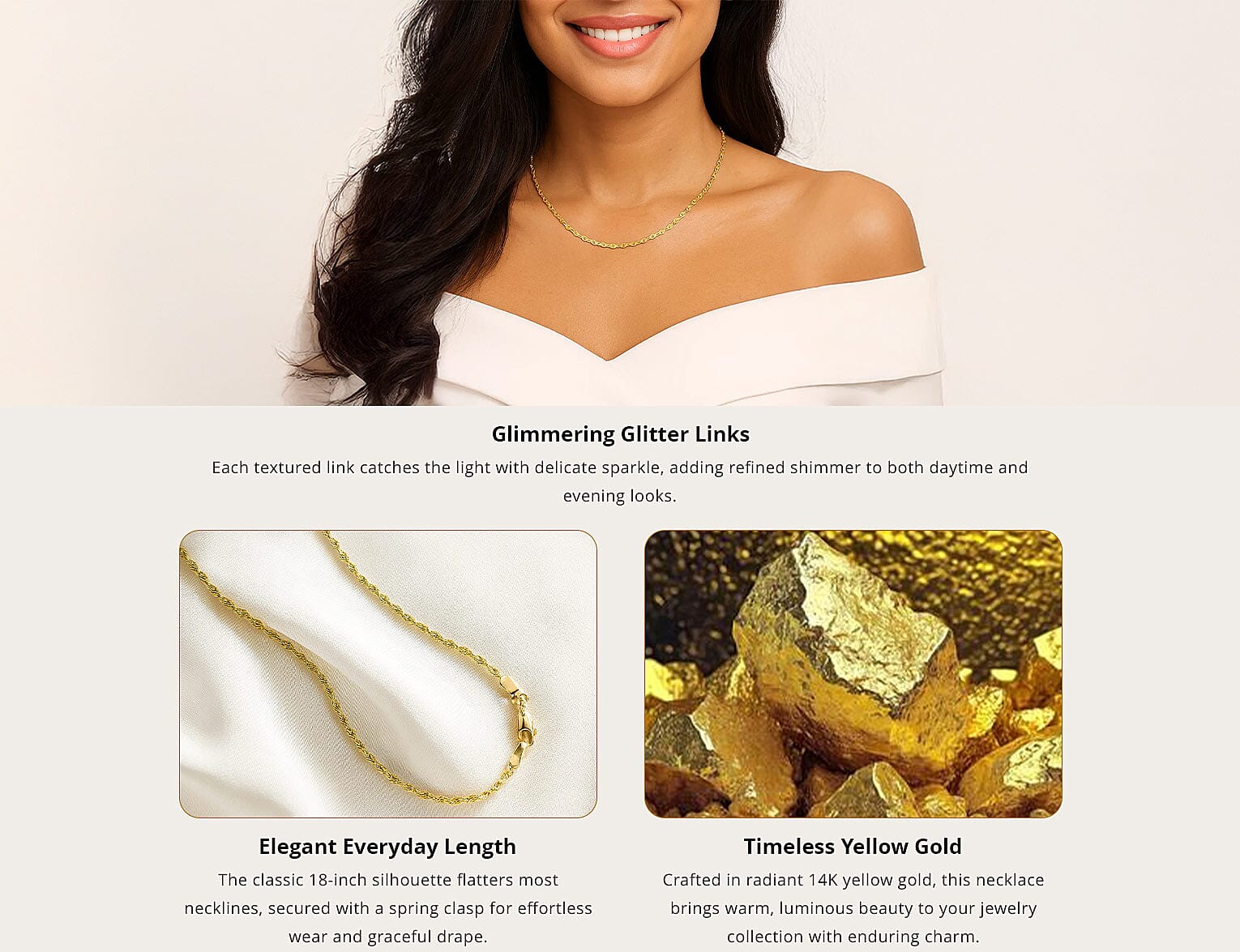 Italian 5mm Glitter Link Necklace in 14K Yellow Gold 6.75 Grams 18 Inches Banner