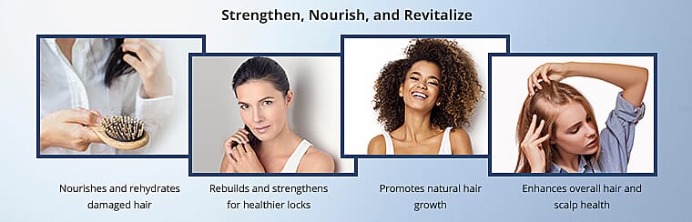 Nourishes and rehydrates damaged hair Banner