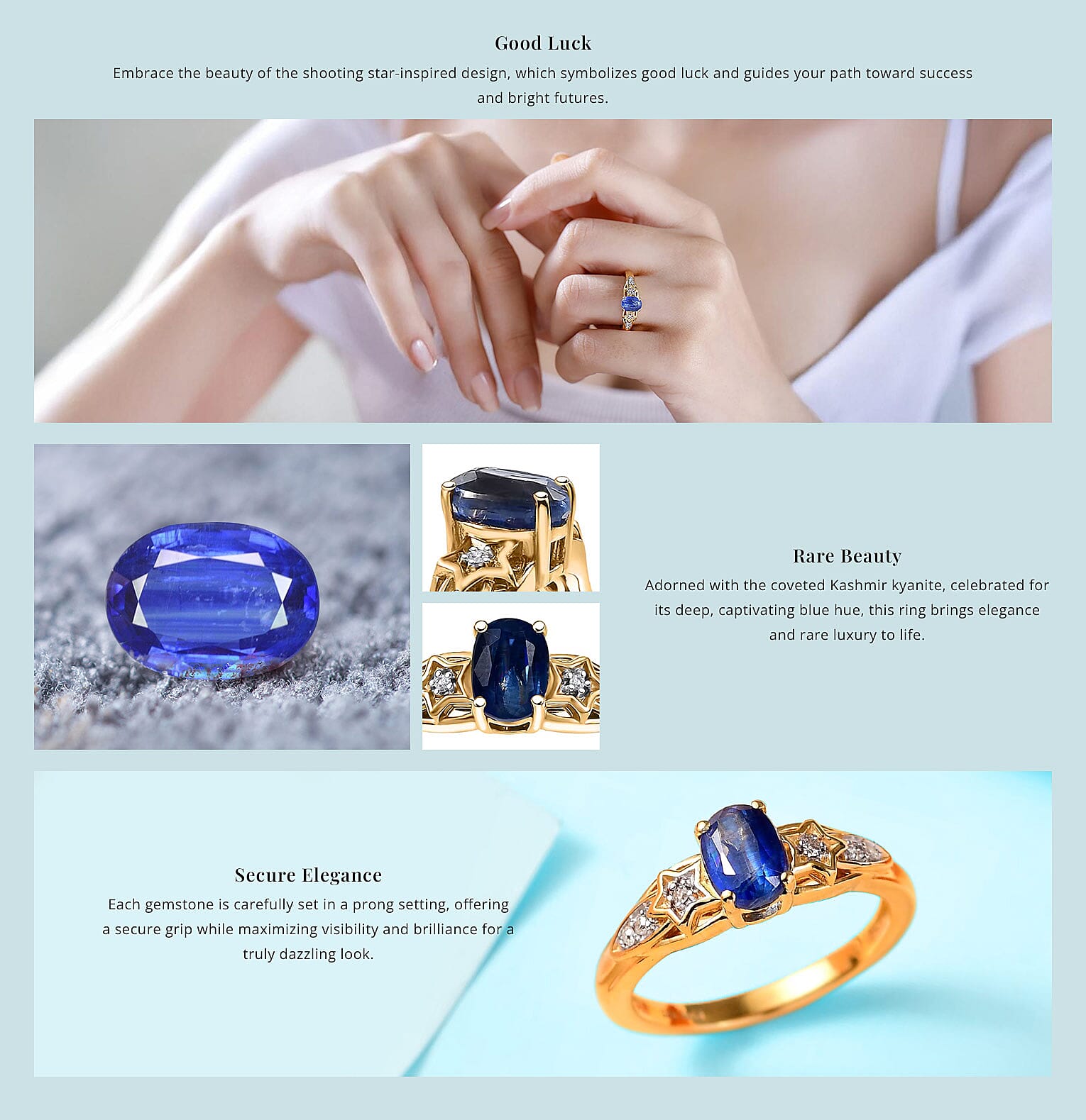 Kashmir Kyanite and Diamond Shooting Star Ring Banner