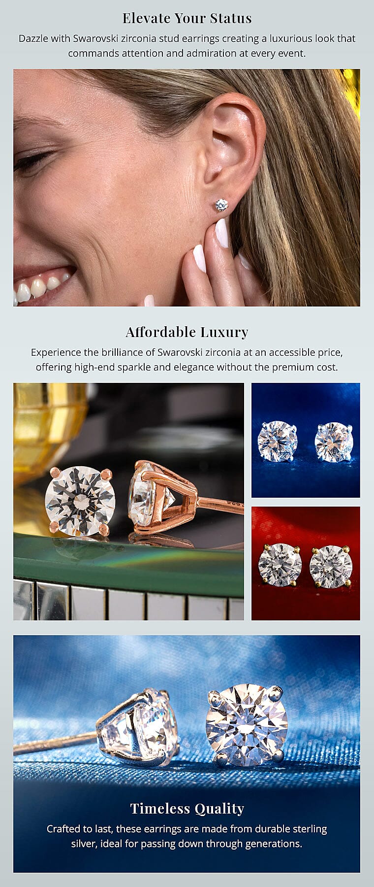 J Francis Embellished with Zirconia by Swarovski 3.0 ctw Stud Earrings in 18K RG Over Sterling Silver Banner