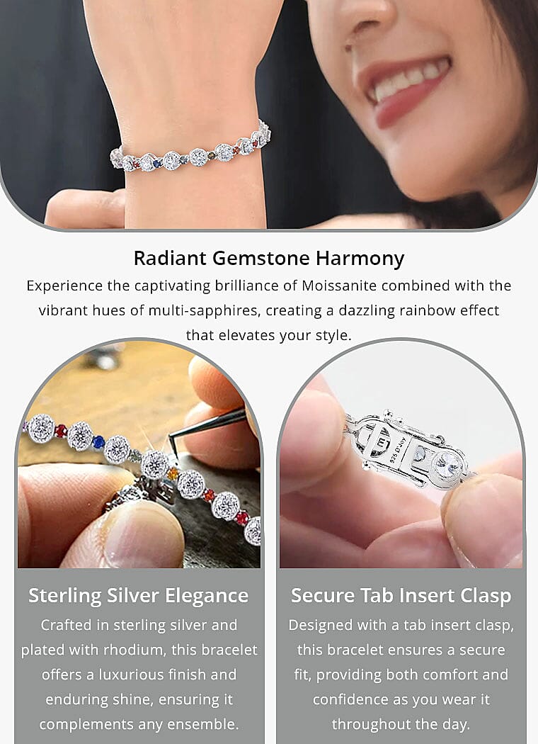 Moissanite and Multi Sapphire 11.00 ctw Rainbow Radiance Bracelet Banner