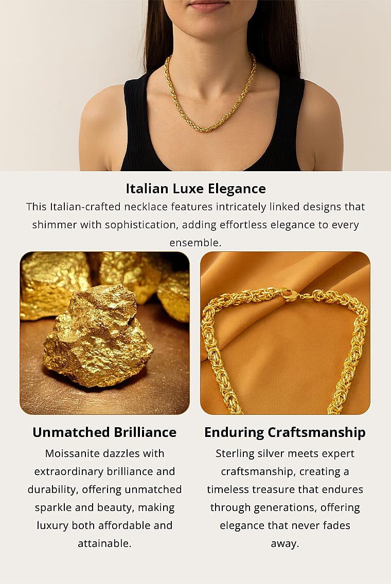 La Bella Italian 14K Yellow Gold Over Sterling Silver Necklace 22 Inches 81.72 Grams Banner