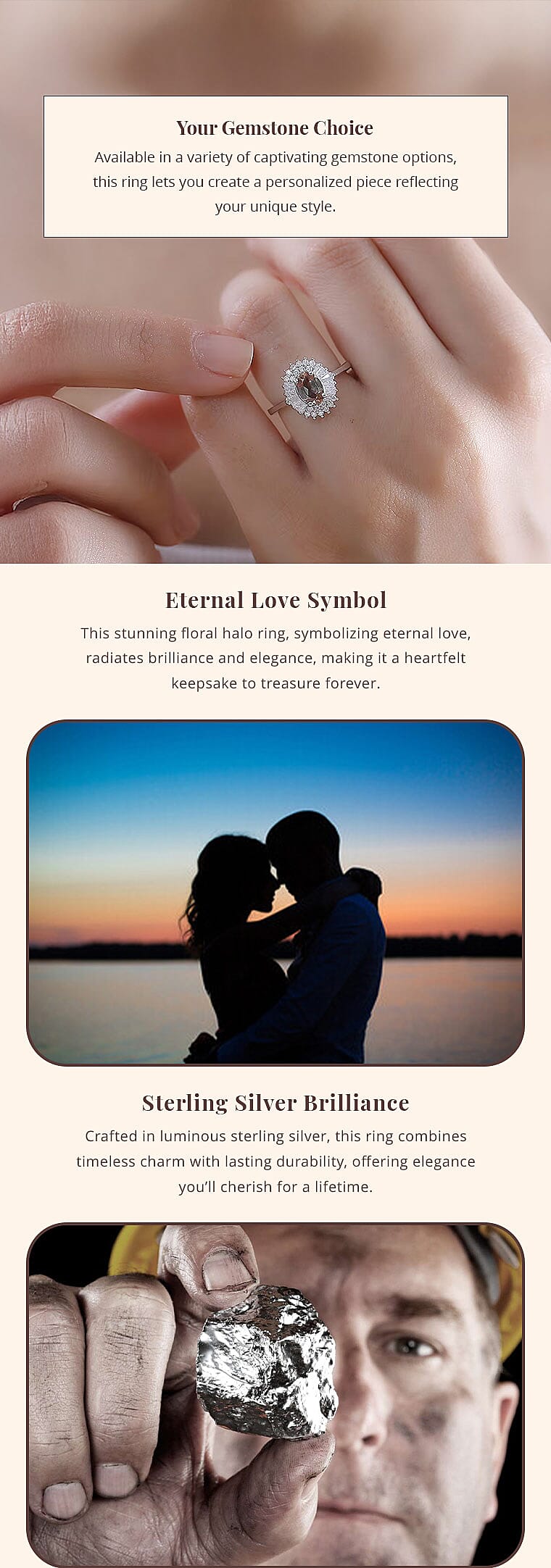 Premium Jenipapo Andalusite and Moissanite 1.25 ctw Winter Sky Halo Ring in Rhodium Over Sterling Silver Banner