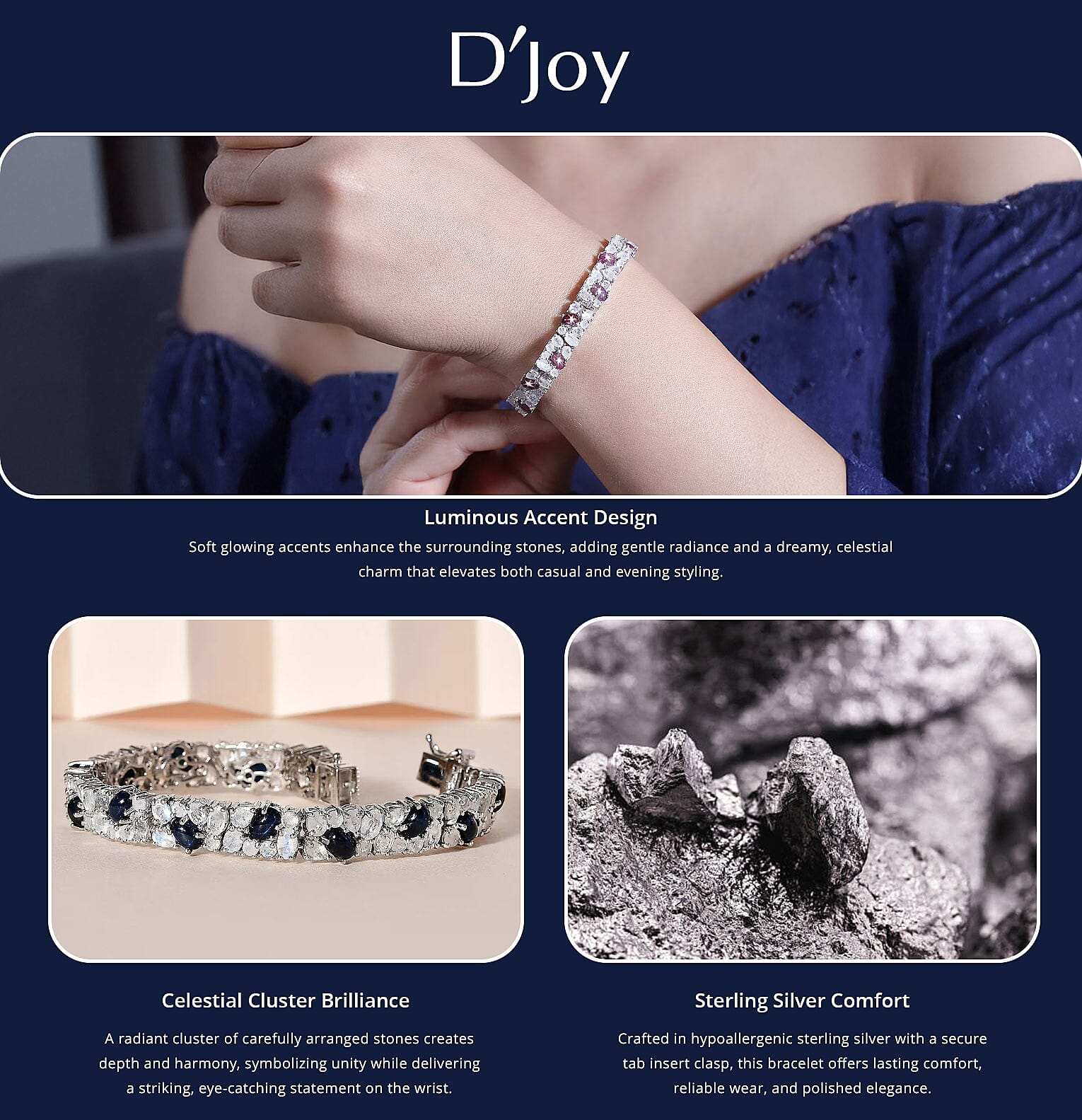 D'Joy India Star Ruby and Moon Glow Moonstone 21.80 ctw Celestial Bracelet in Platinum Over Sterling Silver (6.50 In) Banner