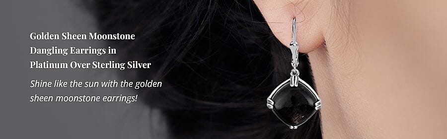Golden Sheen Moonstone Dangling Earrings Banner