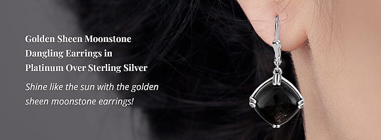 Golden Sheen Moonstone Dangling Earrings Banner