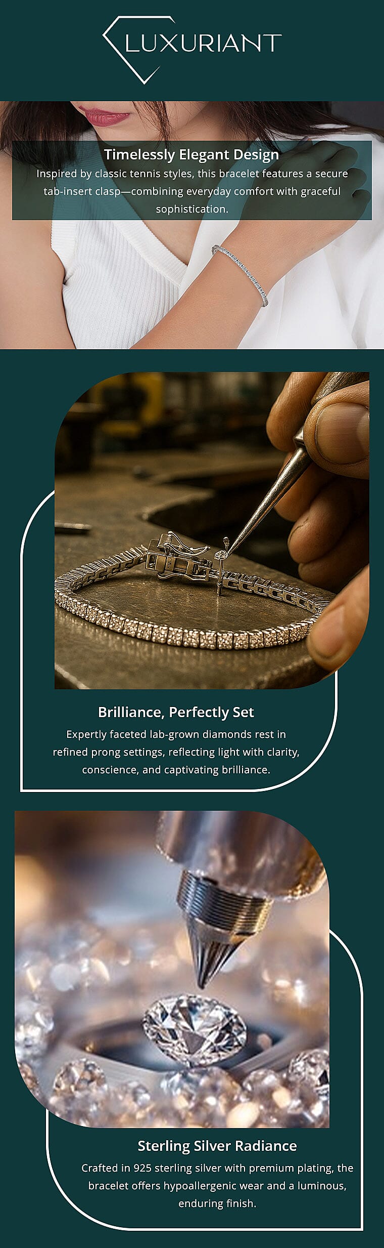 Luxuriant Lab Grown Diamond G-H SI 2.00 ctw Bracelet in Platinum Over Sterling Silver (5.25 In) Banner