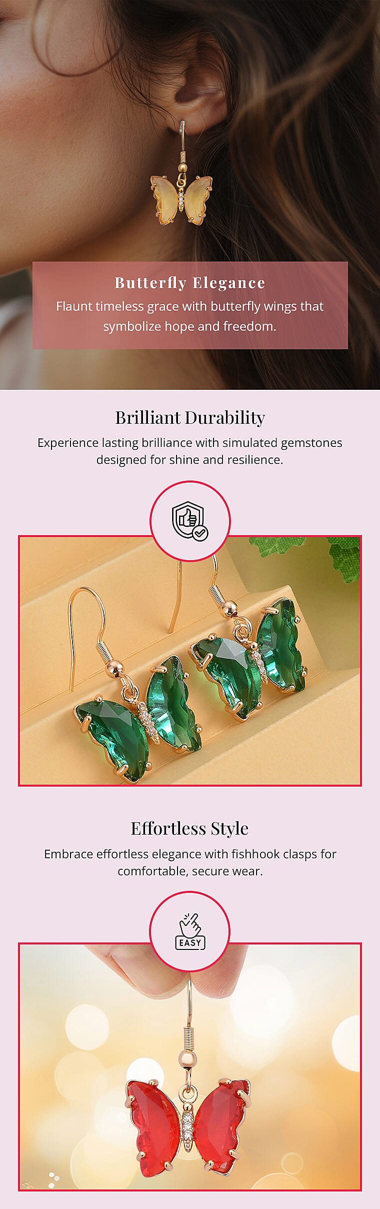 Simulated Diamond Butterfly Earrings Banner