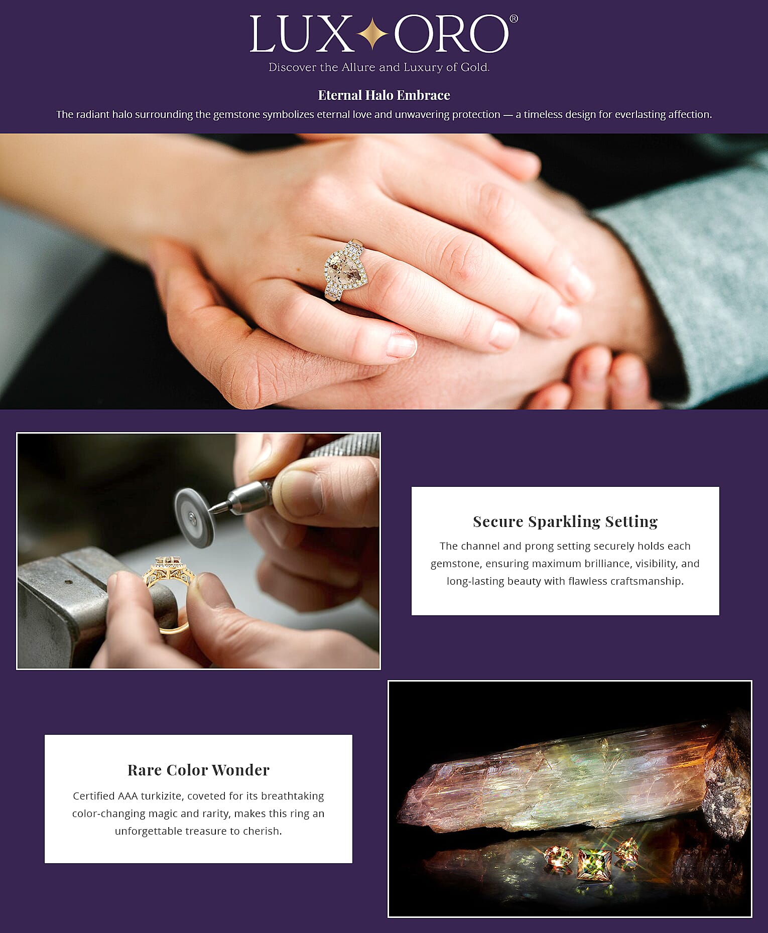 Certified & Appraised Luxoro AAA Turkizite and G-H I2 Diamond 3.15 ctw Ring Banner