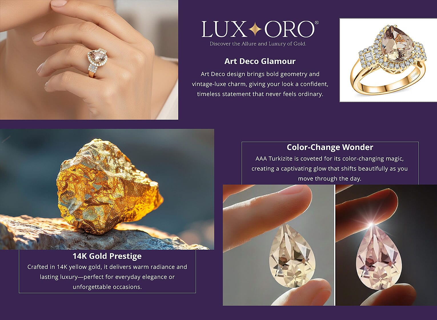 Certified Luxoro AAA Turkizite, Diamond Ring Banner