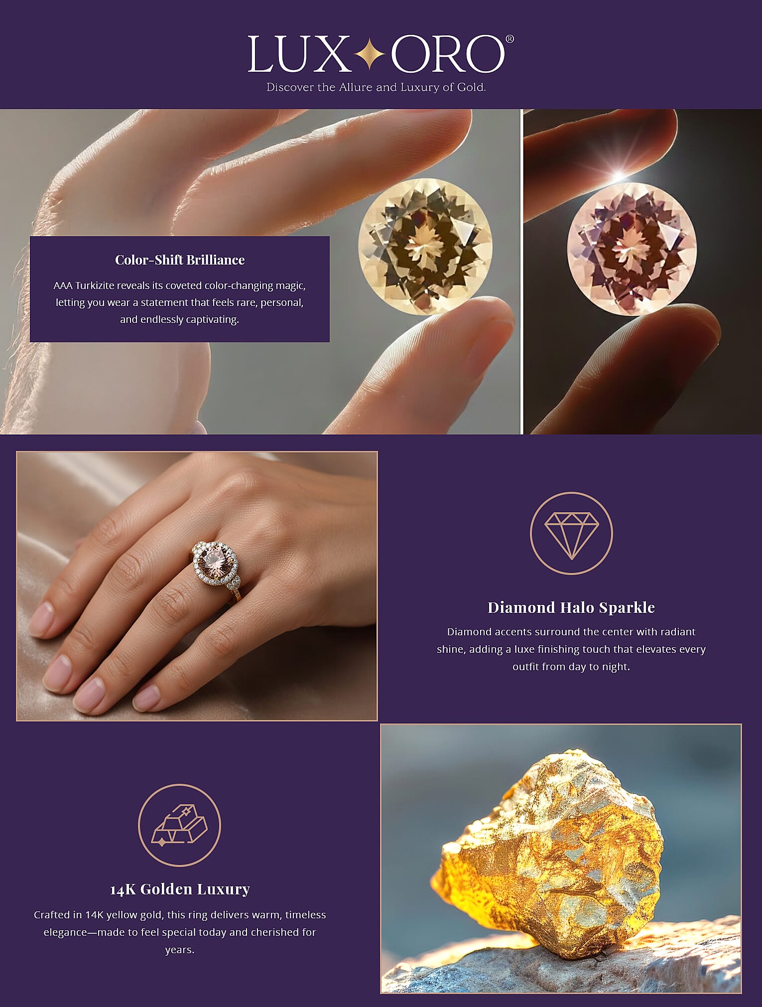 Certified & Appraised Luxoro AAA Turkizite and G-H I2 Diamond 4.00 ctw Ring Banner