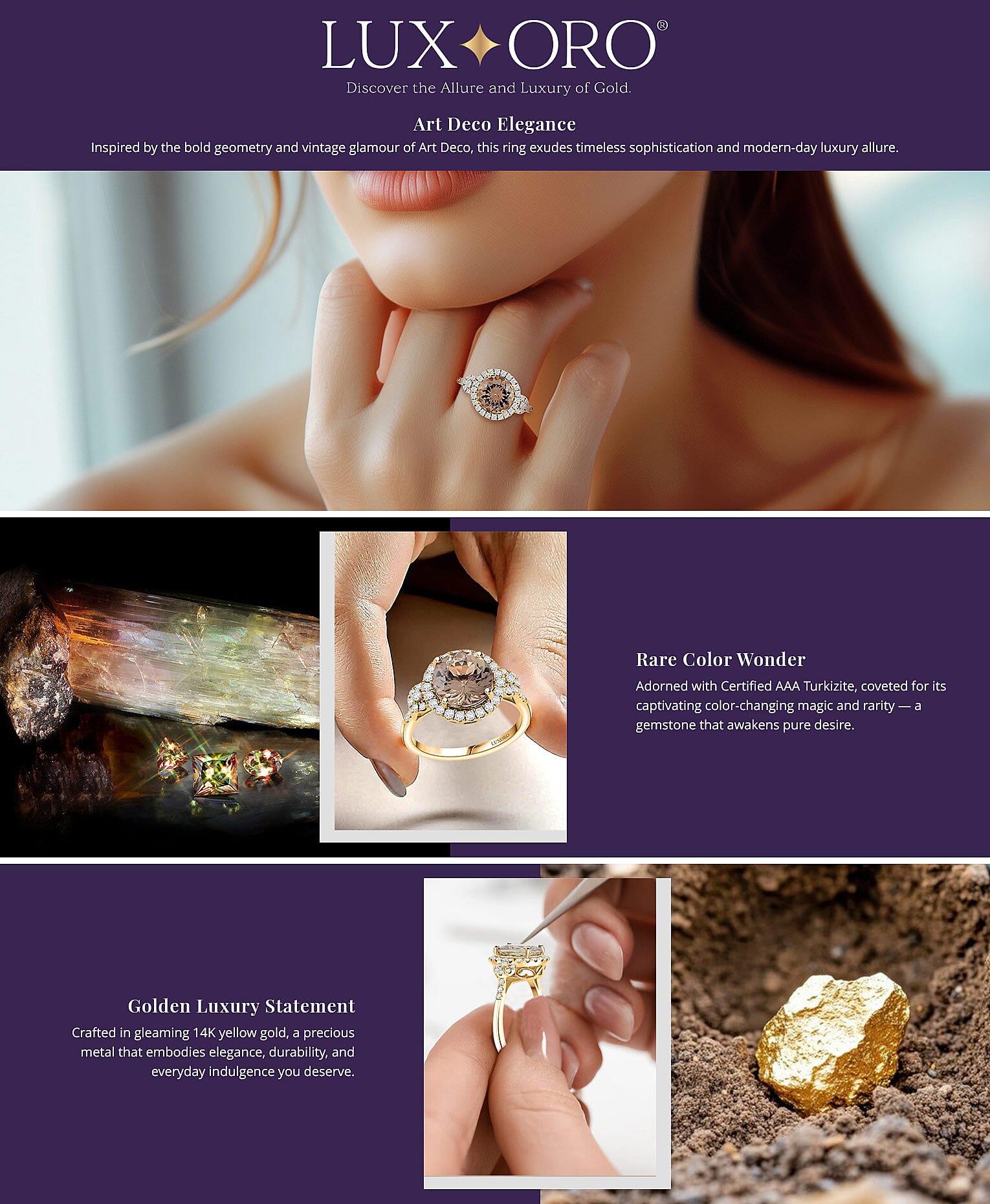 Certified & Appraised Luxoro AAA Turkizite and G-H I2 Diamond 4.00 ctw Ring Banner