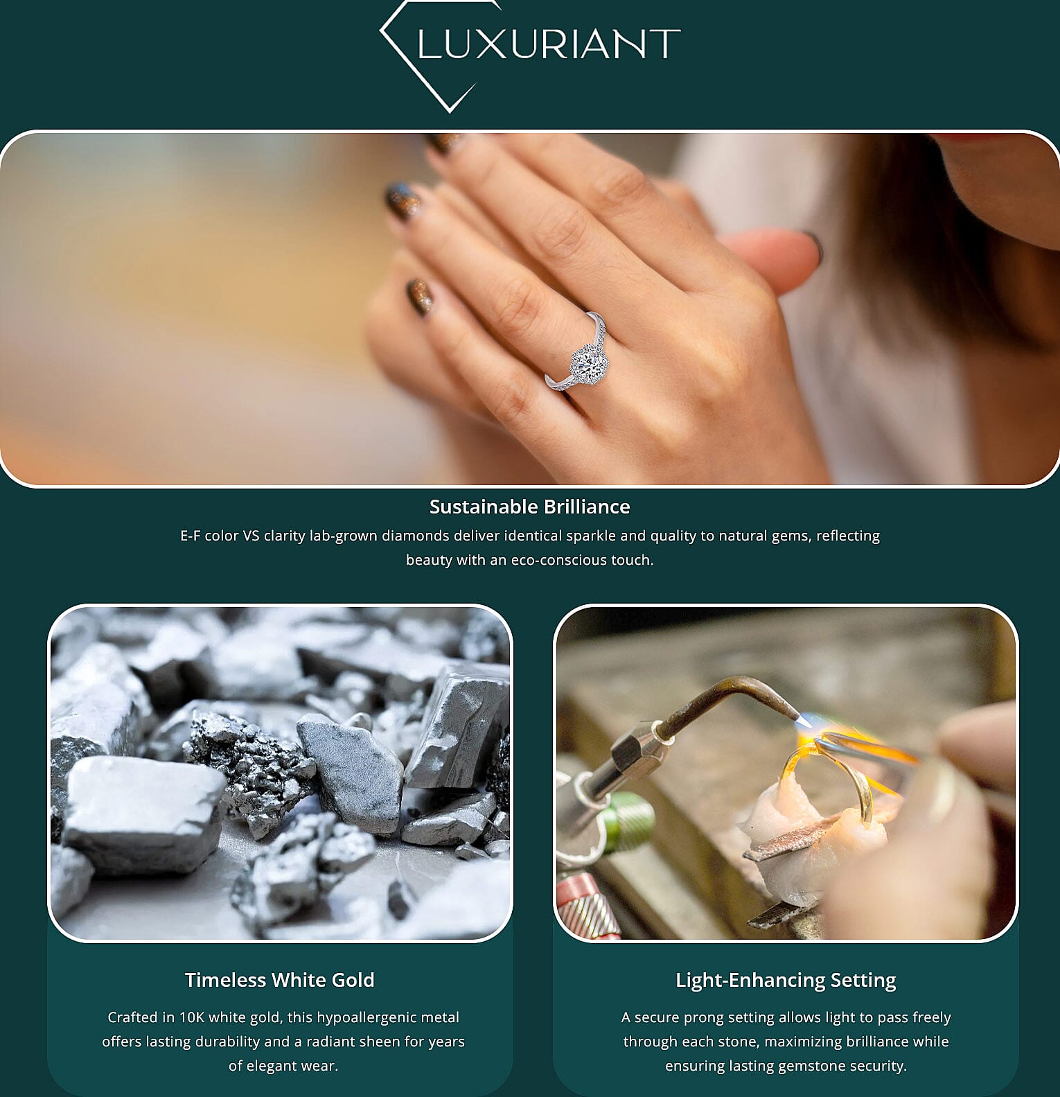 Luxuriant Lab Grown Diamond E-F VS 1.00 ctw Ring in 10K White Gold Banner