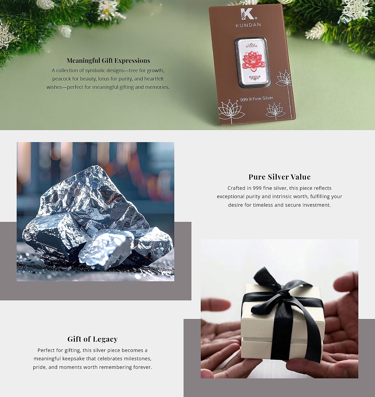 Kundan 999.9 Fine Silver Lotus Coin 20 Grams Banner