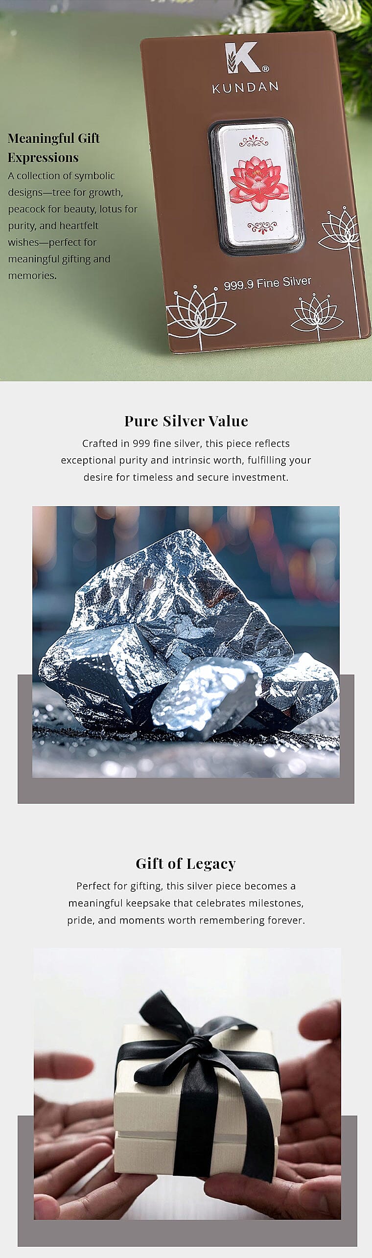 Kundan 999.9 Fine Silver Lotus Coin 20 Grams Banner