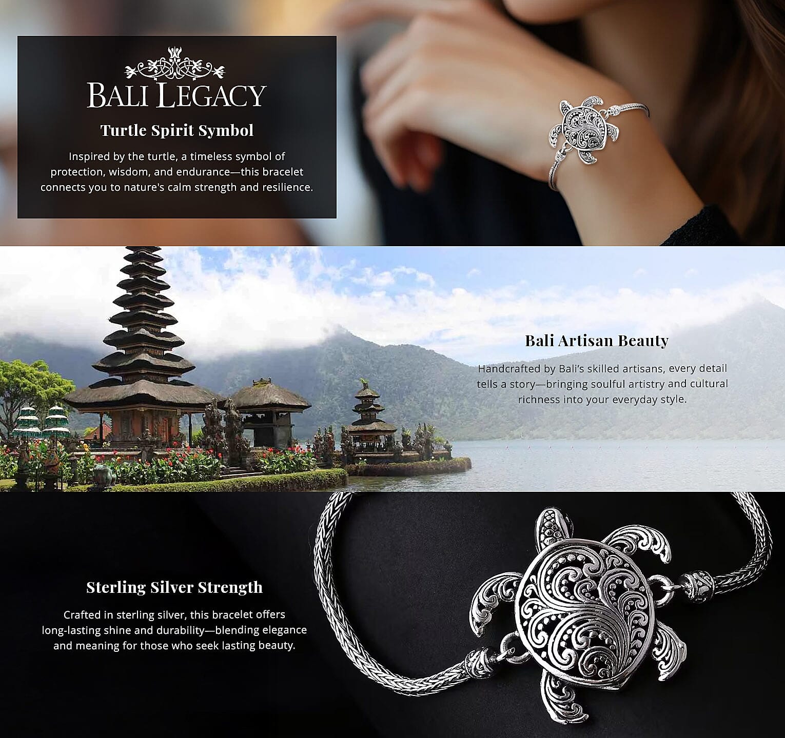 Bali Legacy Turtle Bracelet in Sterling Silver Banner