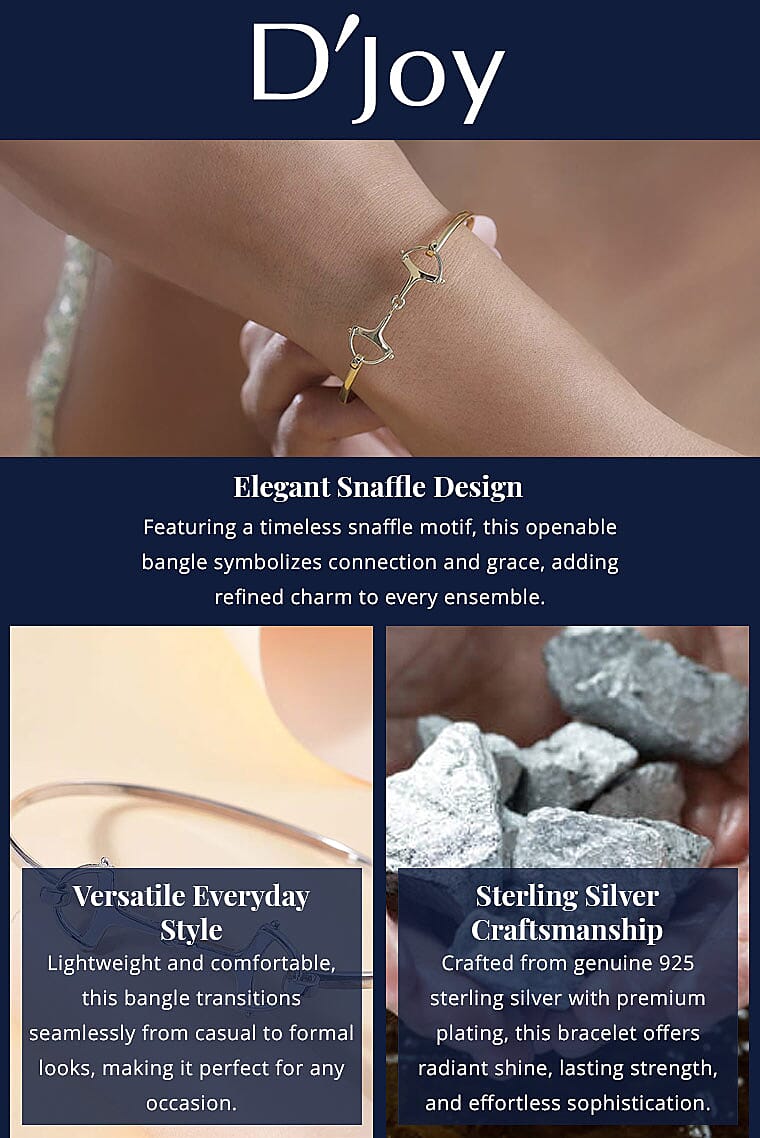 D'Joy Snaffle Openable Bangle Bracelet in 18K Vermeil Yellow Gold Over Sterling Silver (7.25 In) 7.97 Grams Banner
