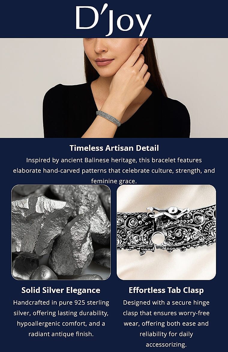 Bali Legacy Sterling Silver Filigree Bangle Bracelet (6.50 In) 35.61 Grams Banner