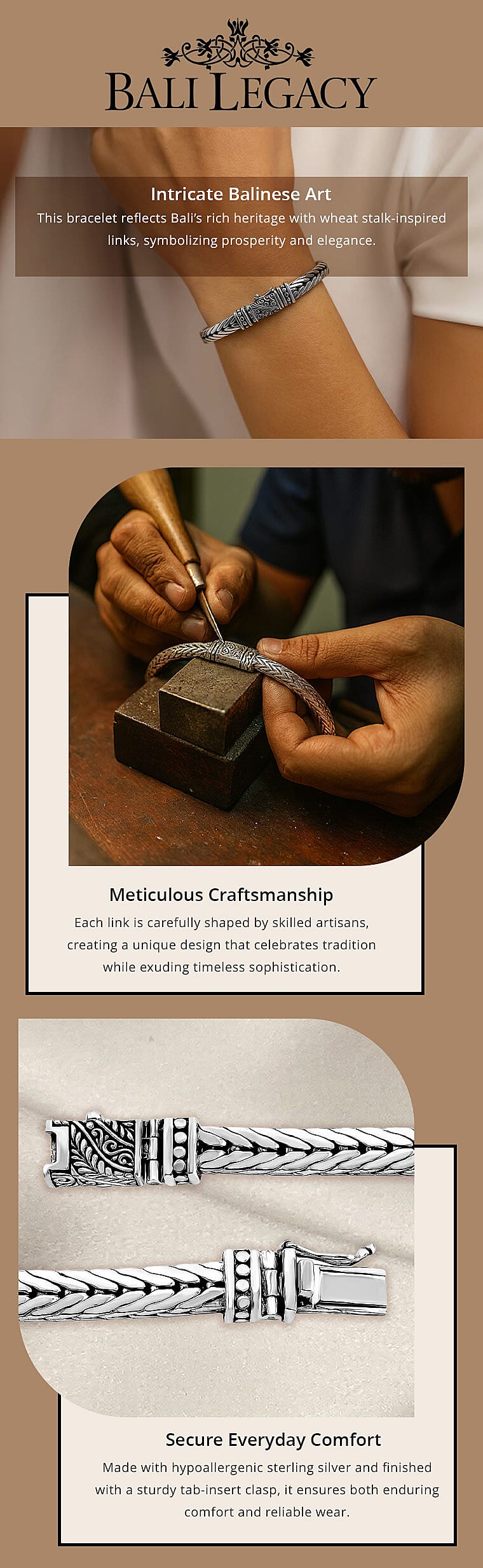 Bali Legacy Padian Bracelet in Sterling Silver (6.50 In) 38.50 Grams Banner