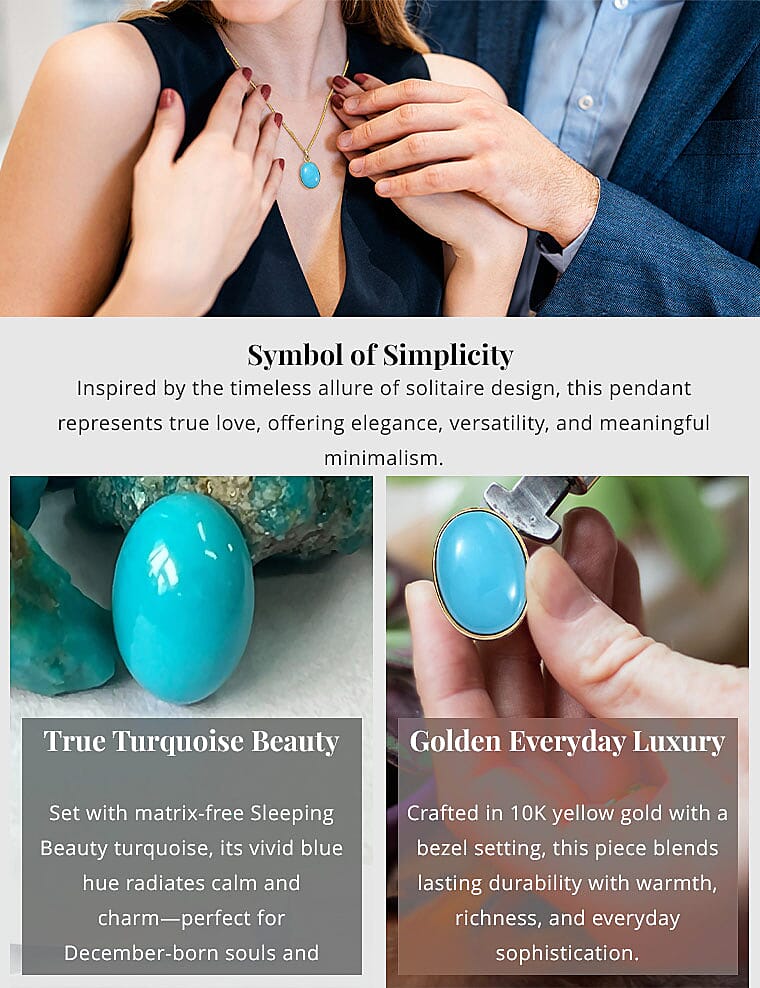 Premium Sleeping Beauty Turquoise 5.15 ctw Solitaire Pendant Banner