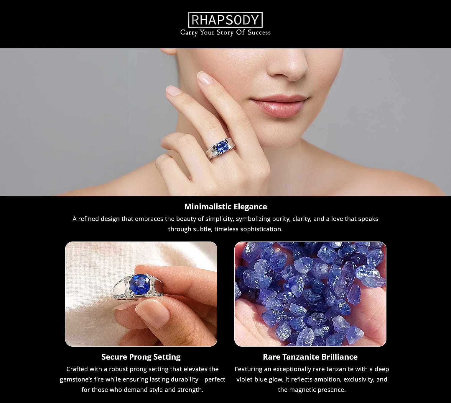 Certified & Appraised Rhapsody AAAA Tanzanite and E-F VS Diamond 3.25 ctw Ring in 950 Platinum 11.90 Grams Banner