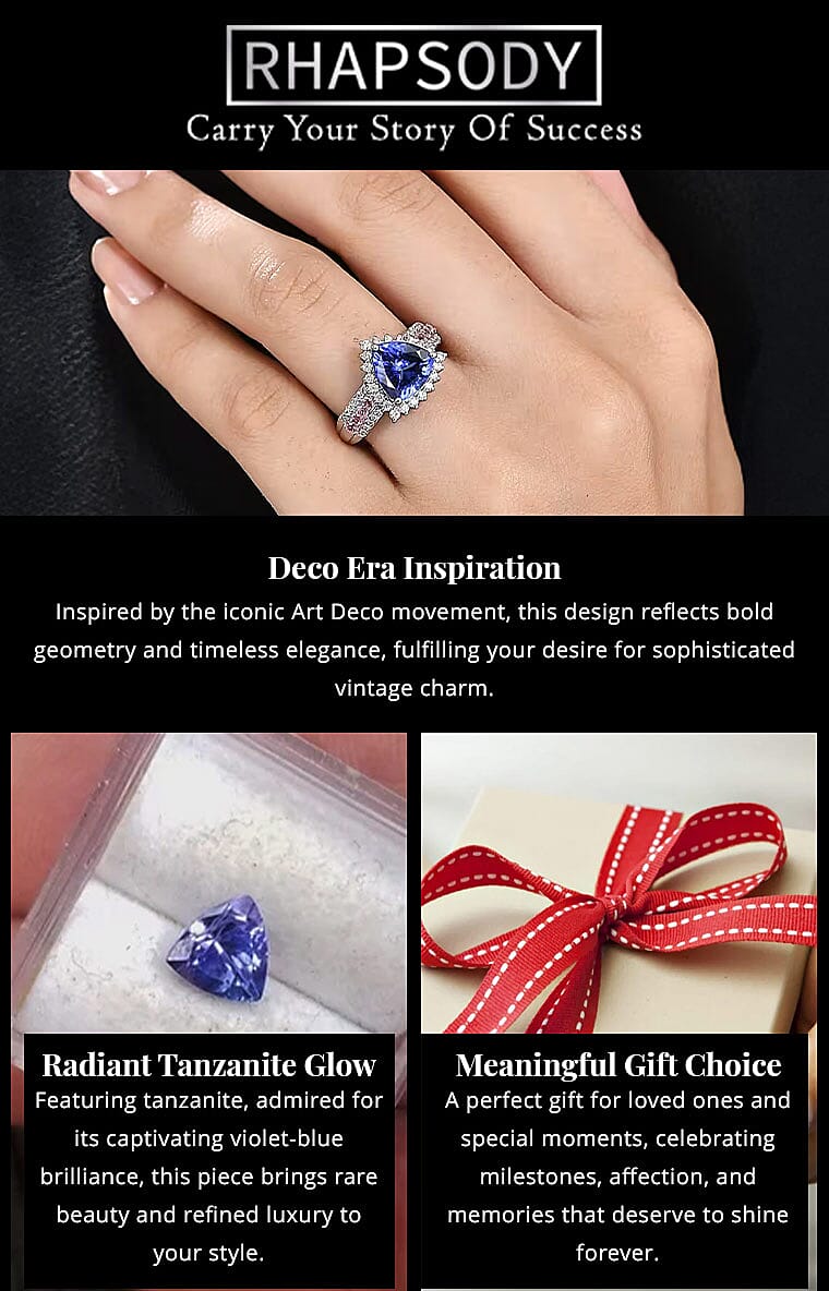 Certified & Appraised Rhapsody AAAA Tanzanite, Mahenge Spinel and E-F VS Diamond 3.75 ctw Ring in 950 Platinum 7.60 Grams Banner